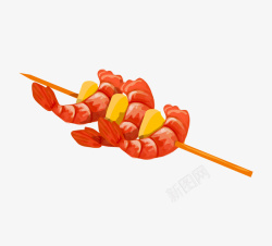 动画虾卡通手绘串串虾美食高清图片