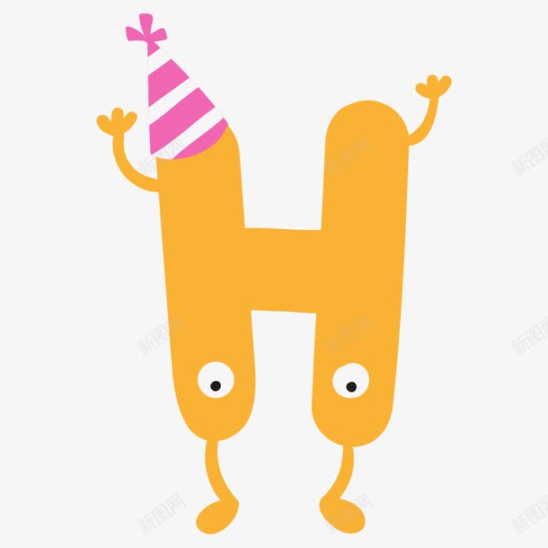 卡通黄色拟人戴帽子英文字母Hpng免抠素材_88icon https://88icon.com 卡通字母 可爱字母 大写字母 字母H 帽子 庆祝 戴帽子字母 拟人字母 生日帽 聚会 艺术字母 英文字母 黄色字母