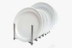一叠盘子干净的白色排列餐盘架高清图片