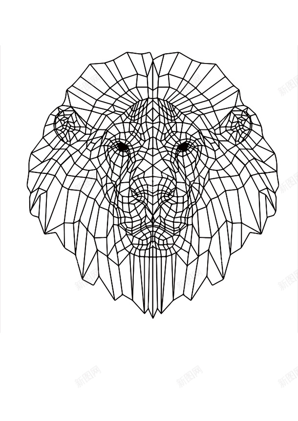 手绘几何线条狮子头元素psd免抠素材_88icon https://88icon.com 卡通画 手绘几何线条狮子头设计元素 狮子涂色 简笔画 线条画