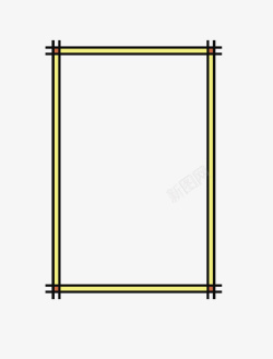 卡通扁平化长方形黄色线条文矢量图素材