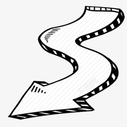 转折箭头手绘3D转弯箭头高清图片