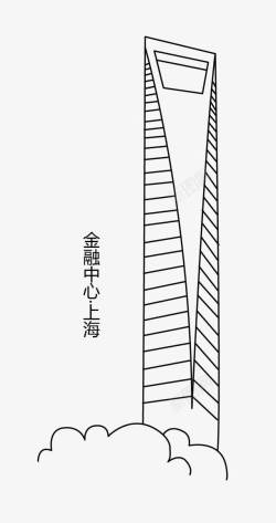 上海线性建筑黑白建筑手绘高清图片