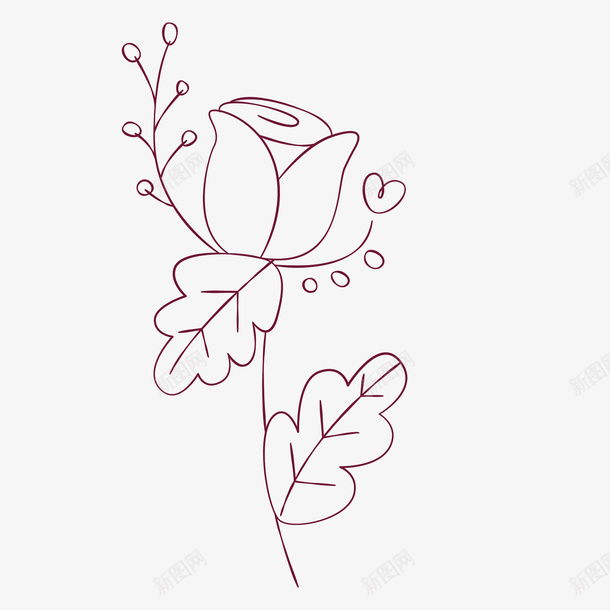 简笔玫瑰花绘画图png免抠素材_88icon https://88icon.com 手绘图 玫瑰花 简笔 线条 美丽的 花朵