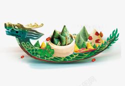 端午节龙舟与粽子主题装饰素材
