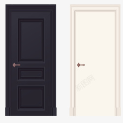 室内门锁两个不同颜色的门高清图片