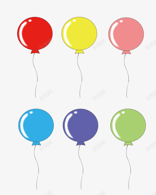 手绘卡通气球六色png免抠素材_88icon https://88icon.com 卡通手绘气球 彩色 抓气球的熊 气球墙 童心 红色