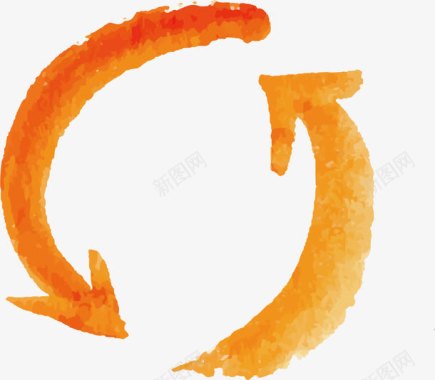水彩手绘橙色箭头图标图标