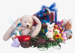 玩具彩蛋玩偶和巧克力高清图片