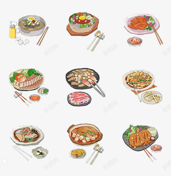 手绘的韩式饮食料理png免抠素材_88icon https://88icon.com 寿司 泡菜 烤肉 烧烤 腌制品 青团