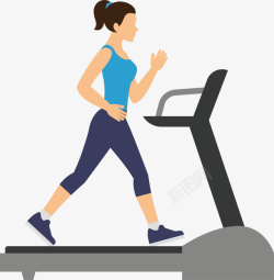 体育健身器材跑步机女士卡通健身人物高清图片