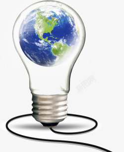 60地球熄灯一小时地球日灯泡地球创意高清图片