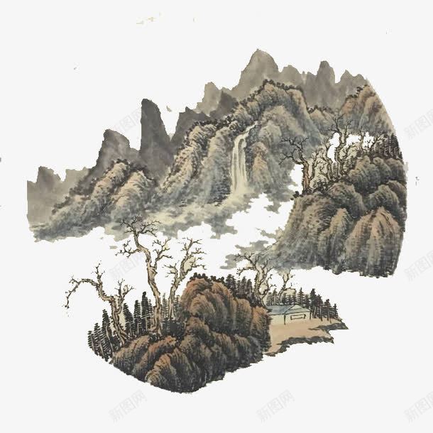 水墨山水png免抠素材_88icon https://88icon.com 国画 山水 水墨底图 水墨画 画