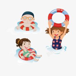 游泳的小女孩小孩玩水高清图片