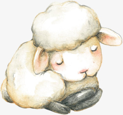 卡通手绘睡着的绵羊素材