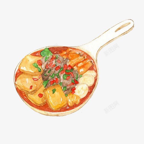 冒菜手绘画片png免抠素材_88icon https://88icon.com 冒菜 手绘美食 水彩画 火锅 麻辣烫