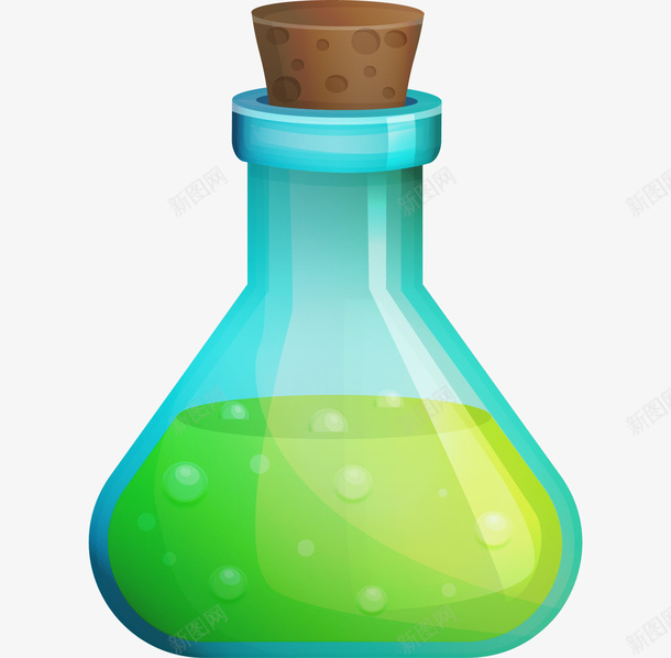 手绘卡通化学药瓶png免抠素材_88icon https://88icon.com 化学 卡通化学药瓶 游戏 烧杯 瓶子 绿色 药剂 药水 蓝色