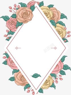 美丽玫瑰花婚礼边框矢量图素材
