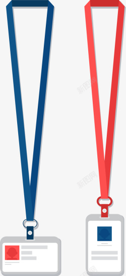 蓝红色吊绳工牌素材