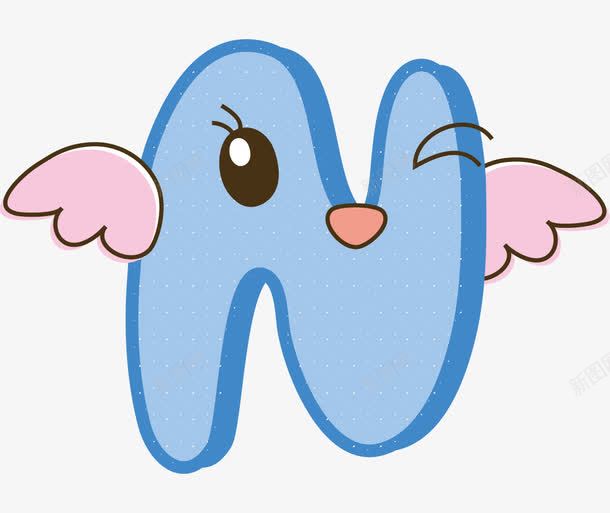 卡通可爱彩色字母Npng免抠素材_88icon https://88icon.com 卡通 卡通字母 可爱 可爱字母 大写字母 字母N 彩色 粉色 翅膀 英文字母