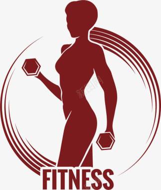运动器械圆形红色健身俱乐部logo图标图标