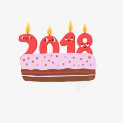 2018蜡烛粉色蛋糕上的数字高清图片