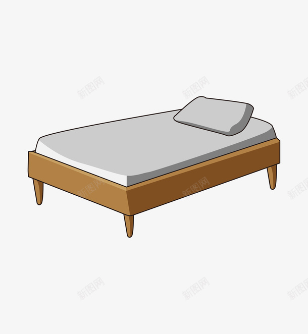 卡通版的单人床png免抠素材_88icon https://88icon.com 单人床 卡通手绘 家具 家具图 家居 床垫 床铺 枕头 装饰图