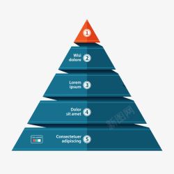纸折蓝色心商务金字塔矢量图高清图片