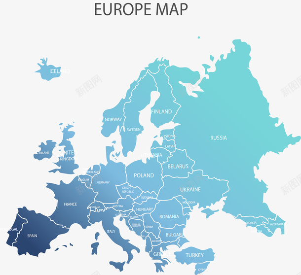 渐变色欧洲地形图矢量图ai免抠素材_88icon https://88icon.com 地图 地形图 欧洲 欧洲地图 矢量png 蓝色地图 矢量图