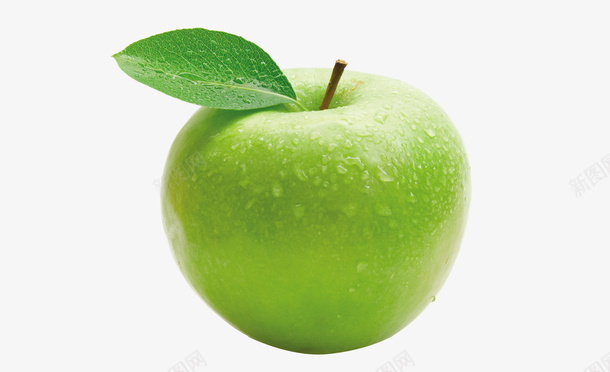 青苹果上的水珠png免抠素材_88icon https://88icon.com png图形 水果 水珠 绿叶 装饰 青苹果