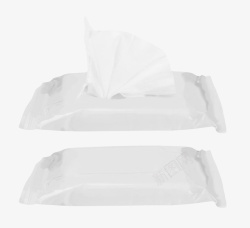 两包白色的湿纸巾实物素材