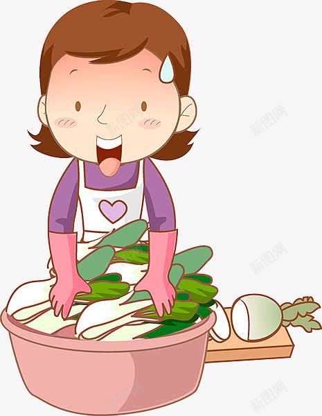 一个洗菜的妇女png免抠素材_88icon https://88icon.com 卡通手绘 尴尬 尴尬卡通 无奈的表情 流汗的人 窘迫 脸红 蔬菜