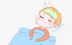 披着毛巾的宝宝小孩感冒流感病毒发烧咳嗽出汗怕高清图片