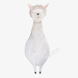 可爱羊驼可爱白色绵羊手绘水彩小清新动物高清图片