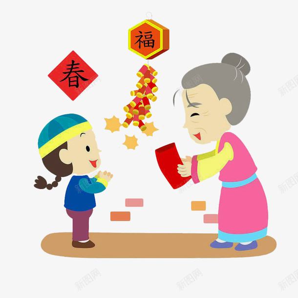 卡通手绘拜年红包png免抠素材_88icon https://88icon.com 卡通 发红包 奶奶 彩色 手绘 拜年 男孩子 老母亲 要先向长辈拜年