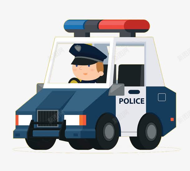 扁平化卡通警车psd免抠素材_88icon https://88icon.com 可爱 警察 警报灯 警车