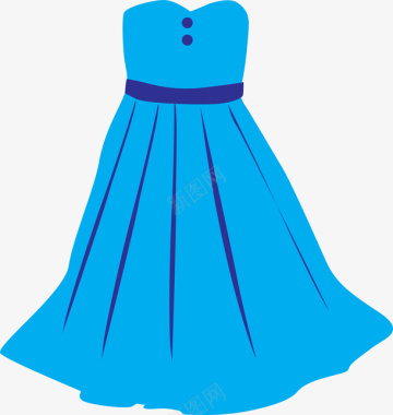 牛仔卡通可爱女士蓝色裙子图标图标