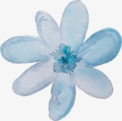淡蓝色水墨手绘花卉图案素材