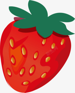 红色背景下的叶子图片红色草莓卡通插画矢量图高清图片