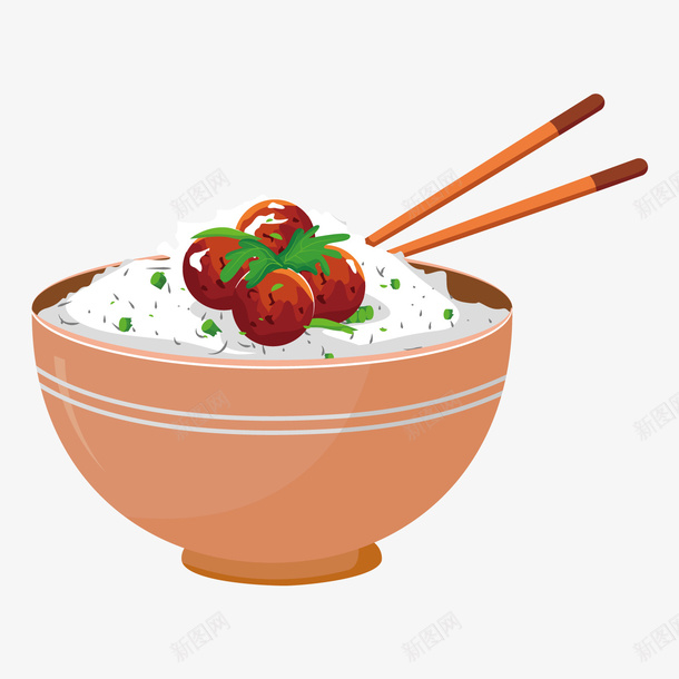 一碗食物png免抠素材_88icon https://88icon.com 一碗 圆形 形状 条状 筷子 米饭 蔬菜 食物