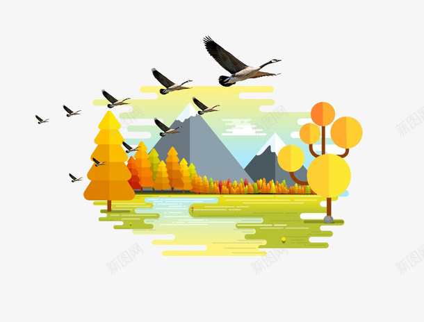 二十四节气之立秋秋色大雁主题插png免抠素材_88icon https://88icon.com 二十四节气 二十四节气之立秋秋色大雁主题插画免费下载 大雁 文艺 海报 海报边框 清新 秋叶 立秋 简约 落叶