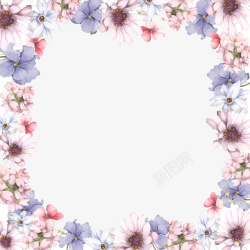 紫色春季花朵框架素材