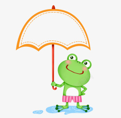 动物展板打着伞的小青蛙图高清图片