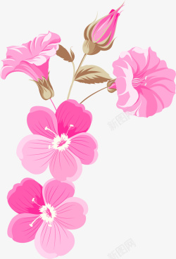 手绘粉色花朵花瓣素材