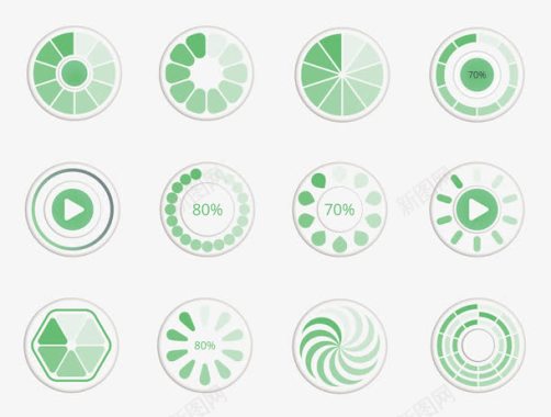 菱形创意创意绿色清新圆形缓冲图标图标