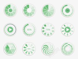时间加载条创意绿色清新圆形缓冲图标高清图片