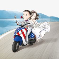 动画洱海结婚旅行情侣素材