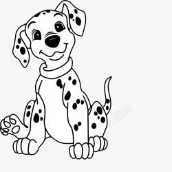 网页黑白手绘卡通斑点狗装饰海报高清图片