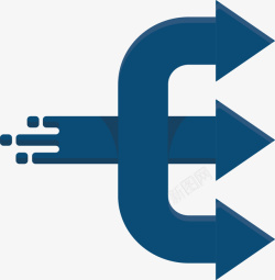 三叉箭头深蓝色向右三叉箭头矢量图高清图片