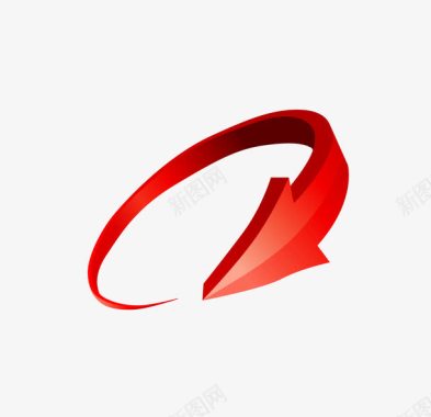 半圆拱门立体红色环形箭头图标图标